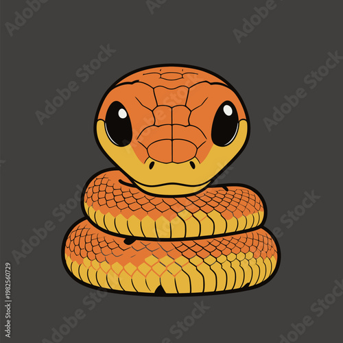 Cute Cartoon Orange Snake Illustration