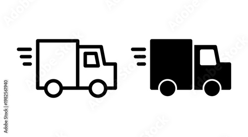 Delivery truck icon set vector. Delivery truck sign and symbol. Shipping fast delivery icon