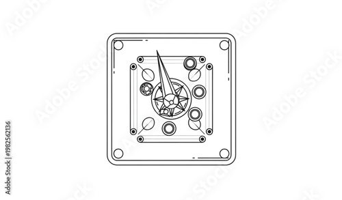 Geometric carrom board with striker outline abstract indoor game vector illustration