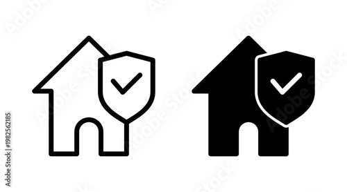 home insurance icon set  vector. home protection sign and symbol