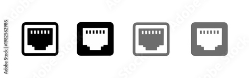 Vector illustration of ethernet port icon set