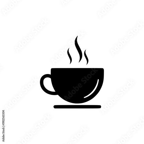 A black silhouette of a steaming cup of coffee Vector, illustration