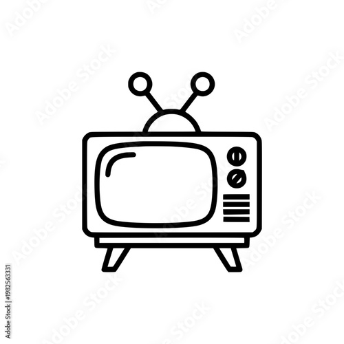 A vintage television set with antennae Vector, illustration
