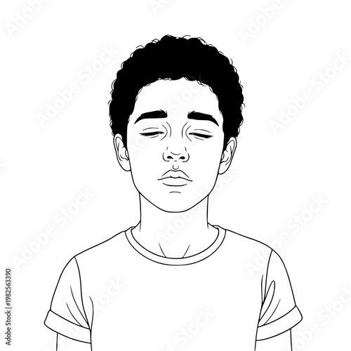 A young man with short hair and a t-shirt Vector, illustration