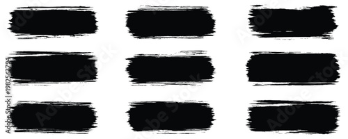 Canvastavla Brush strokes black set paint, ink brush strokes