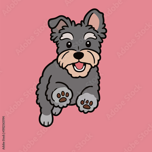 Cute Cartoon Schnauzer Dog Running