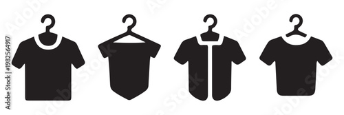 shirt vector icon set, classic collared short-sleeve t-shirt design, casual apparel graphic resource for fashion and retail branding