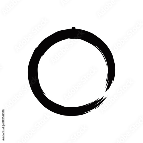 A black hand-drawn ensō circle, a symbol of enlightenment and the universe in Zen Buddhism, on a white background.