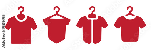 shirt vector icon set, classic collared short-sleeve t-shirt design, casual apparel graphic resource for fashion and retail branding