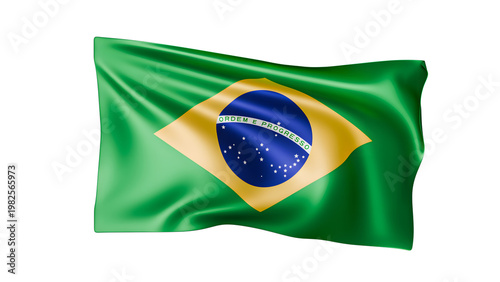 Cuadro en lienzo 3d Render of Waving Brazilian flag on transparent background