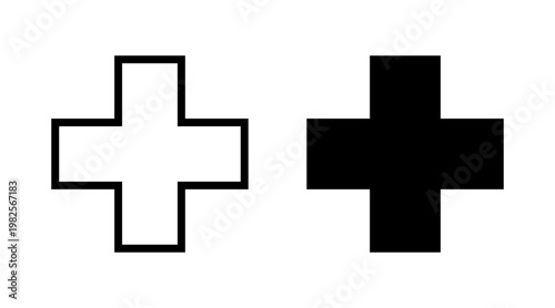 Plus Icon set vector. Add plus sign and symbol