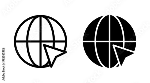 Web icon set vector. go to web sign and symbol. web click icon. Global search icon