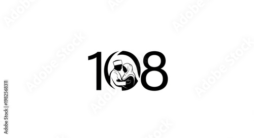 The number 108 with a skull in the middle, a symbol of mystery.