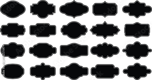 Black Decorative Label and Badge Shape Collection