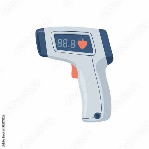 Digital infrared thermometer gun with display screen and orange heart