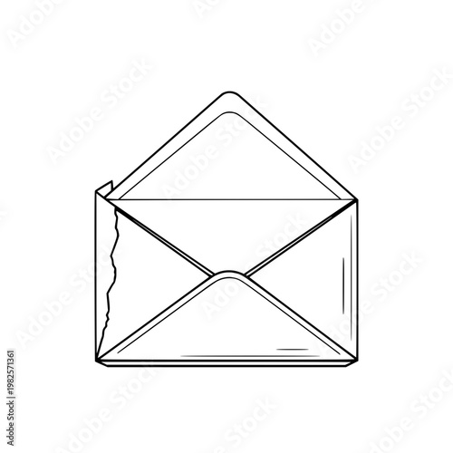 A black and white drawing of an envelope Vector, illustration
