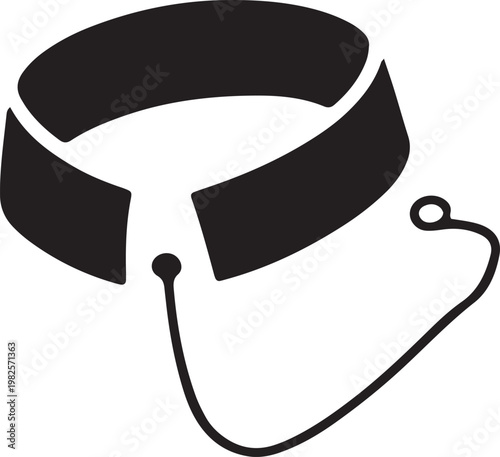 Minimalist Vector Illustration of a Classic Clerical Collar with Attached Decorative Chain Deta