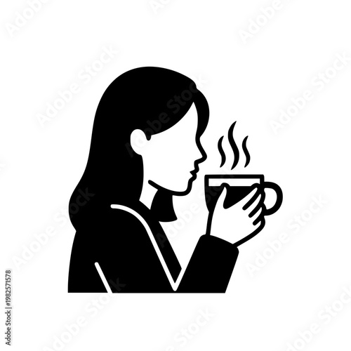 Woman drinking from a cup Vector, illustration
