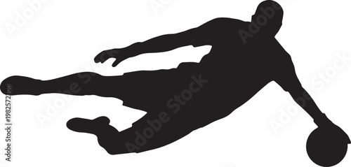 Vector illustration of a soccer goalkeeper jumping to catch a ball during a professional match