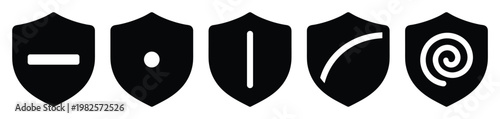 Modern shield symbols for digital security and data protection applications offering a versatile graphical resource for user interface design and web development
