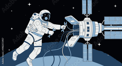 Astronaut in Space Suit Floating 1.