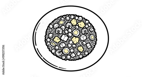 Black and white sushi rolls plate.