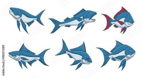 Blue shark fish marine animal ocean.