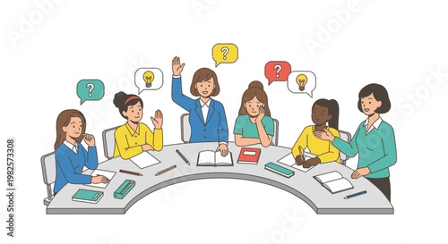 Business people discussing ideas together.