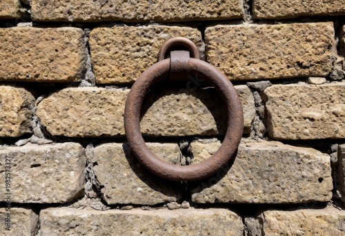 Historical texture: Masonry wall and iron mooring ring