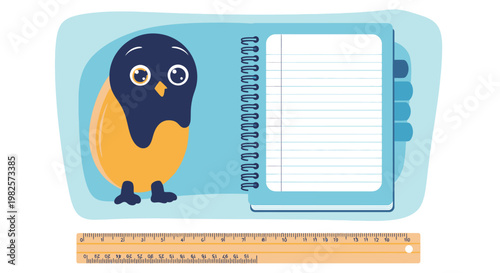 Cartoon Bird on Notebook Case.