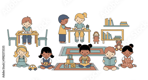 Children playing with toys together.