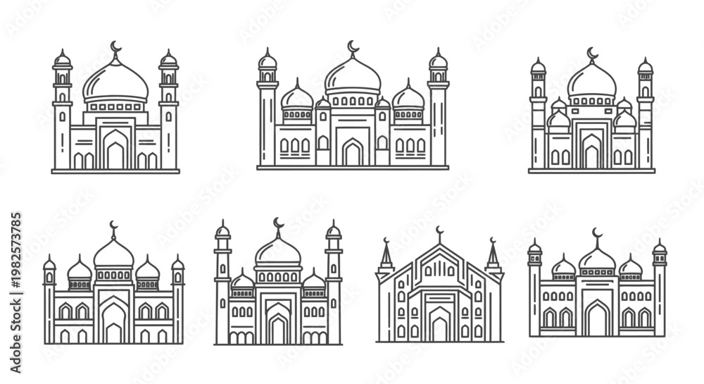 Fototapeta premium Collection of mosque architecture designs 5.