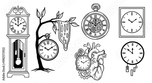 Collection of various clock designs.