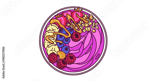 Colorful illustration of mixed berries.