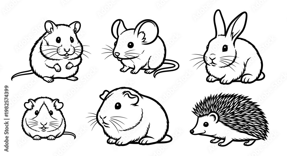 Obraz premium Cute cartoon animals sitting together.