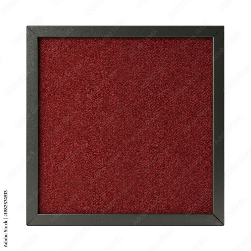 Fototapeta premium Square red fabric notice board with black frame