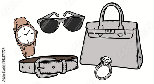 Fashion accessories on white background 1.