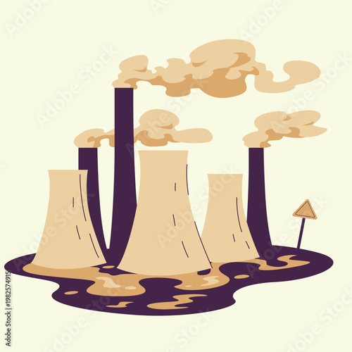 Factory waste natural disasters illustration
