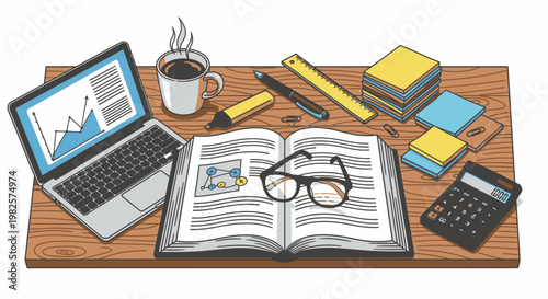 Glasses on open textbook pages closeup.