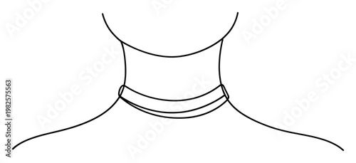 Outline sketch depicting a female neck and collarbones wearing a trendy choker jewelry piece, ideal for beauty and fashionrelated educational materials or graphic projects.