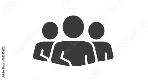 Minimalist vector icon of a group of three people representing a team.