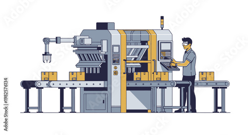 Man working on industrial machine.