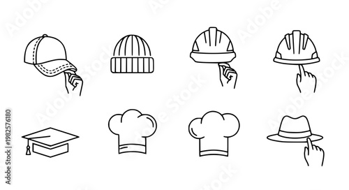 Cap Icon Vector – Minimal Fashion Logo Set