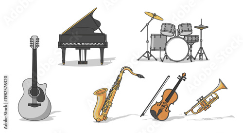 Musical instruments for orchestra band.
