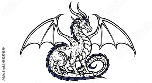 Mythical dragon creature with wings.