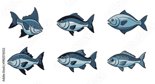 School of Blue Fish Swimming Together 1.