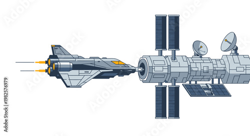 Space Shuttle Docking with Space Station 1.