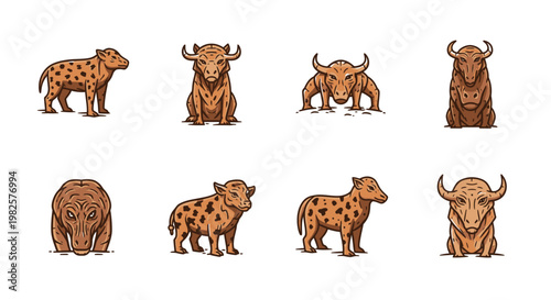 Spotted Brown Wild Boar Animals.