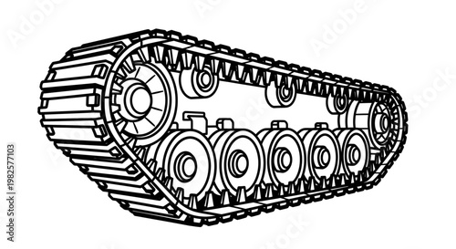 Tank Track Closeup Industrial Machine.