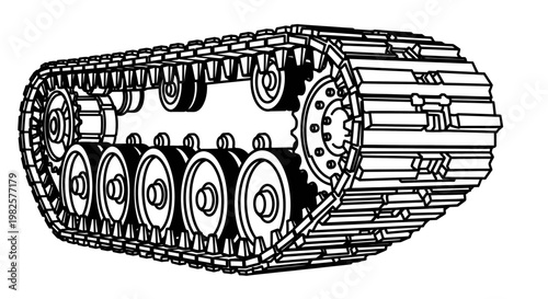 Tread of a military tank track.